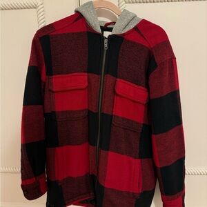 Aritzia Red and Black Plaid Utility Jacket